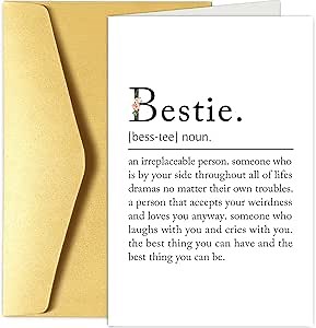 Chenive Bestie Definition Card, BFF Greeting Card, Funny Best Friend Birthday Card, Bestie Sister Friendship Card for Women Lady Girl