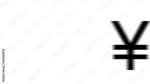 Animation set, yuan symbol. Animations: transparency, zooms, transition top to down, transition left to right, slide up to down, slide left to right