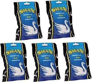 Swan Premium Paperless Cigarette Filter Tips Slim Size 15mm - 5 Pack - 1000 Filters total incl Frugal Smoker Sticker