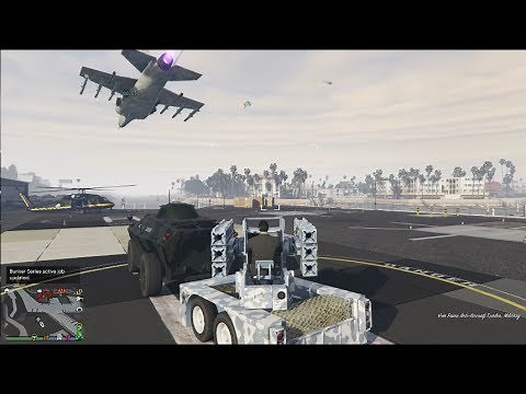 GTA 5 Gunrunning DLC (Anti-Aircraft Trailer (Homing Missile) vs Maneuvering Hydra)