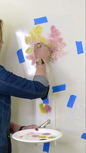 🌊 Easy DIY Stenciling | Caribbean Seaweed Wall Art 🌿✨ #Stenciling