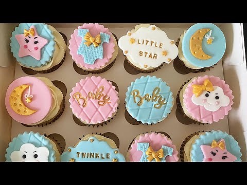 How to make Baby shower cupcake toppers cute pink and blue cake alternative step by step tutorial