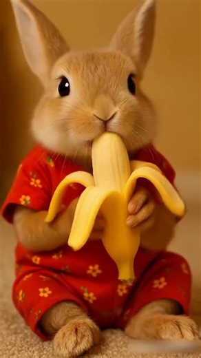 Rabbit munching banana 🍌
