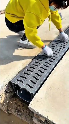 Installation of precision drainage channels using steel cover grills