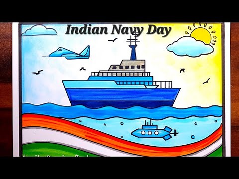 Indian Navy Day Poster Drawing | Navy Day Poster | Indian navy day drawing | Easy Poster drawing