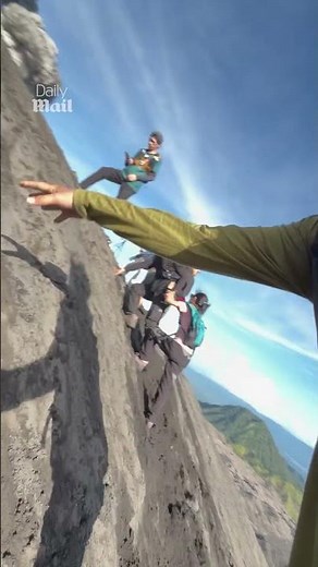 Hikers flee for their lives as volcano erupts
