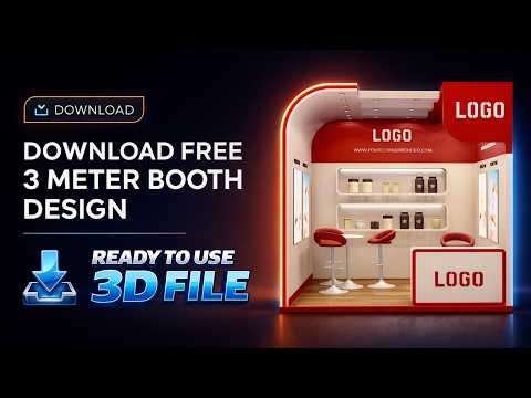 Download FREE 3M Booth Design (Front Open Stall) | Ready to Use 3ds Max File