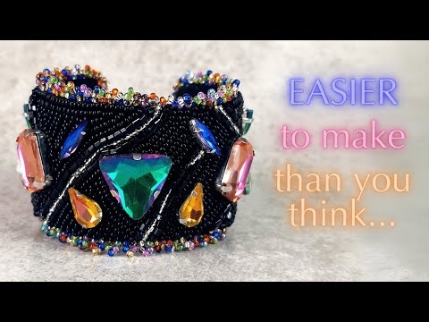 Crystal Cuff Bracelet | Easy bead embroidery tutorial