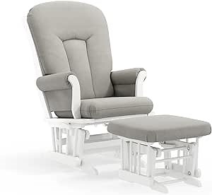 Dutailier Alice 0209 Glider Multiposition-Lock Recline with Ottoman (White/Light Grey)