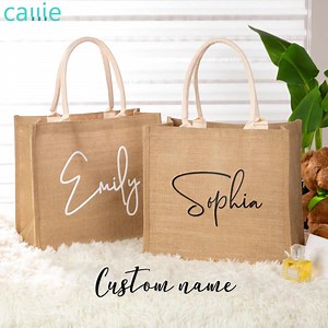 Personalized Burlap Tote Bags-Makes perfect for everyday life. Use for work, gym, beach, grocery shopping, picnics, farmers markets and more. https://bit.ly/3nWfSVl | Callie Gifts