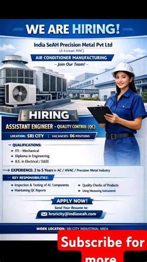 Engineer Vacancy in Chennai #sricityjobs