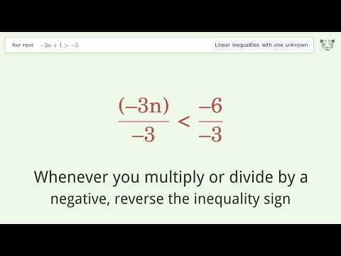 -3n+1 greater than -5 - Solve linear inequalities with one unknown