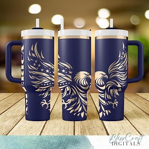 Patriotic Eagle With Stars Design for Laser Engraved 40oz Tumbler Wrap, USA Themed Digital Art, Bold American Design Download SVG for Rotary - Etsy