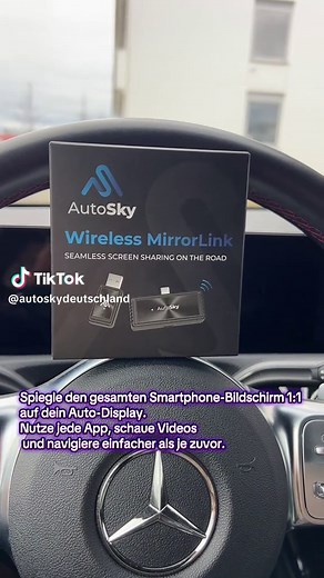 Verwandle dein Auto-Display in eine Erweiterung deines Smartphones. Mit dem Autosky Mirror Link spiegelst du deinen Smartphone-Screen 1:1 auf dein Fahrzeugdisplay – kabellos und ohne komplizierte Einrichtung. ✔ Apps öffnen ✔ Videos schauen ✔ Navigation nutzen ✔ Steuerung direkt über dein Handy Voraussetzung: Kabelgebundenes CarPlay USB-C.