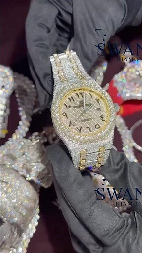 🔥 Iced-Out Two-Tone AP Watch with Extreme Sparkle | Full Diamond Royal Oak Style | Swan Diamond 💎✨