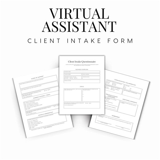 Virtual Assistant Client Intake Form Template | Beginner VA Onboarding Questionnaire | Scope Clarity & Client Process | Canva Editable - Etsy Australia