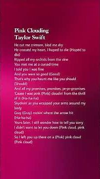 Taylor Swift - Pink Clouding #lyrics #taylorswift #pinkclouding #tloas