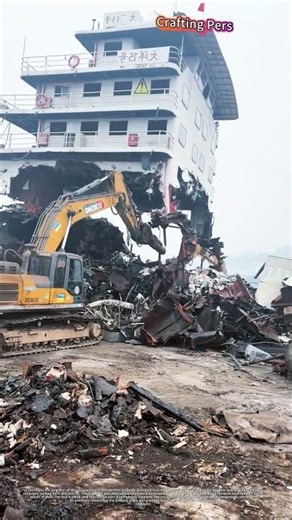 Watch Excavator Destroy Massive Ship Bridge