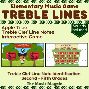 Treble Clef Line Notes Game | Interactive Elementary Music "Apple Tree"