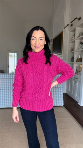 February is almost here 🩷 Our Cable Knit Turtleneck is the perfect cozy sweater for your Valentine’s Day festivities! Tap to shop Meg’s look, now 75% off with code FINALSALE. | Livro