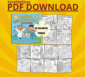 Kids' Cultural Coloring Book | Around the World, 16 Pages (PDF) - Etsy