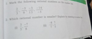 Mark the following rational numbers on the number line:  2/3, -... | Filo