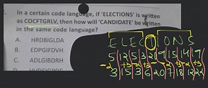 C. MD. EIn a certain code language, if 'ELECTIONS' is written... | Filo