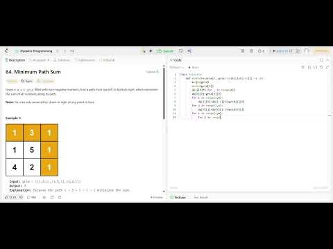 Infosys interview question(LeetCode - Minimum Path Sum)