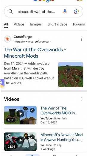 i found war of the overworlds correa tripod Minecraft mod