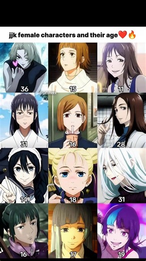 jjk female characters and their age❤️🔥#jujutsukaisen #jjk #anime #animeshorts