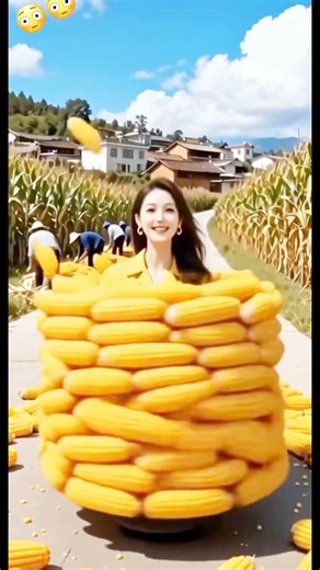 wow 😲 such a beautiful lady coming out from maize 🌽 #funnyshort