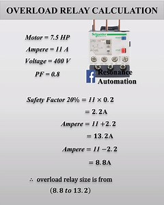 91K views · 846 reactions | OverLoad Relay Calculation Electrical Work #IndustrialEquipment #IndustrialAutomation #electrician #electronicsengineering #technicaleducation | Resonance Automation | Facebook