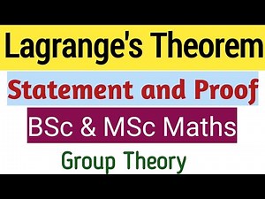 Lagrange's Theorem | Group Theory | BSc and MSc Maths| Ug Pg Maths