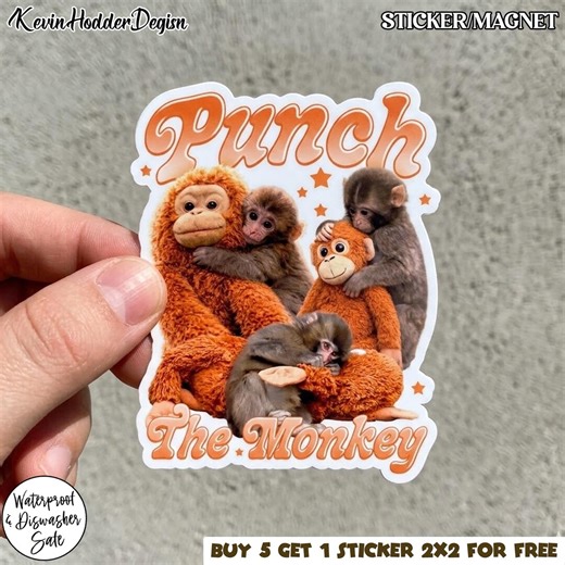 Team Punch Monkey Sticker - Punch the Monkey Cute Decal - Famous Zoo Monkey - Emotional Support Animal Sticker - Etsy
