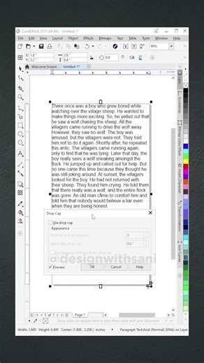Drop Cap effect in CorelDRAW – super easy tutorial 🎯