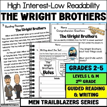 2nd Grade Reading Comprehension Passage The Wright Brothers  Level M Passage
