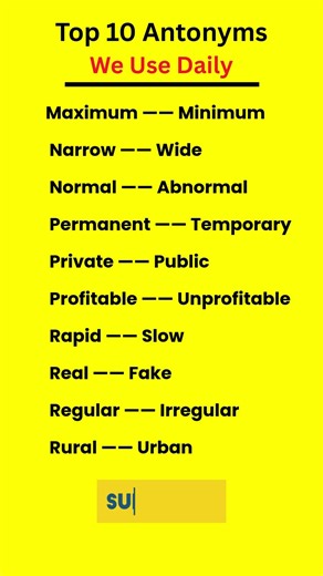 English Vocabulary Boost: 10 Opposite Word Pairs #Vocabulary #Opposites #EnglishLearning #Antonyms