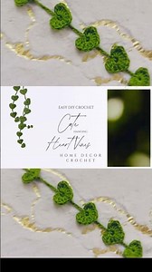 DIY Cute Crochet Leaf & Vines #art #green #leaf #crochet #homedecor #diy #handmade #flowers #heart