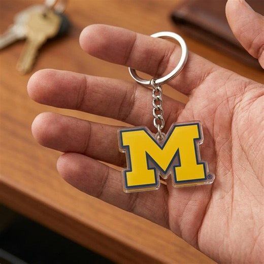 University of Michigan Acrylic Keychain Wolverines UM U of M Go Blue Hail Car Keys Holder Fan Gift