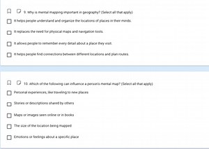 Why is mental mapping important in geography? (Select all that ... | Filo