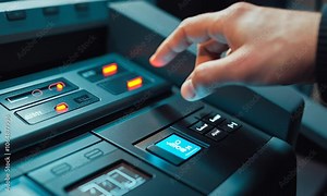 A hand interacting with an ATM touchscreen for a transaction. Stock Video