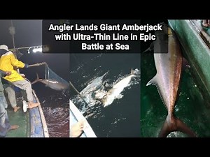 🎣Angler Lands Giant Amberjack with Ultra-Thin Line in Epic Battle at Sea!!