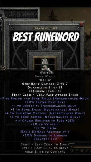 The BEST Bone Necro Runeword Costs Almost Nothing... #diablo2 #d2r #shorts