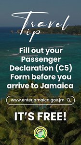 4.8K views · 12 reactions | ?TRAVEL TIP ALERT!? When arriving to Jamaica, remember to complete your online Passenger Declaration (C5) Form at www.enterjamaica.gov.jm It is completely FREE! Don’t miss out on paradise! ?✨ #ToBeJamaican #PICA #JamaicaBound | Passport, Immigration & Citizenship Agency, Jamaica | Facebook