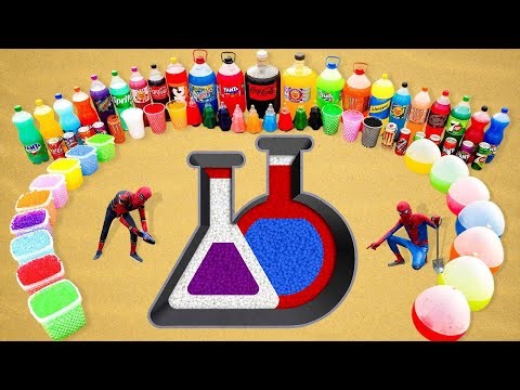 How to make Laboratory Flasks with Orbeez, Big Fanta, Mtn Dew, Mirinda, Coca Cola vs Mentos & Sodas