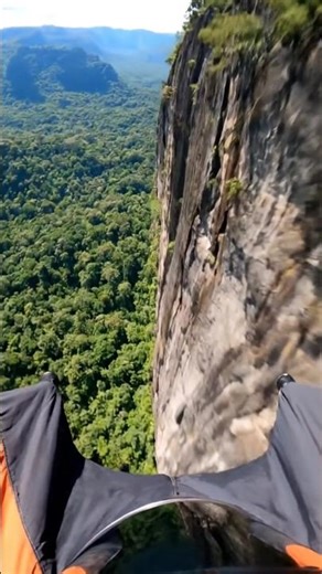 Wingsuit BASE Jump Off an Epic Cliff! 🤯 | Extreme Close Call Flight #shorts #redbull #status