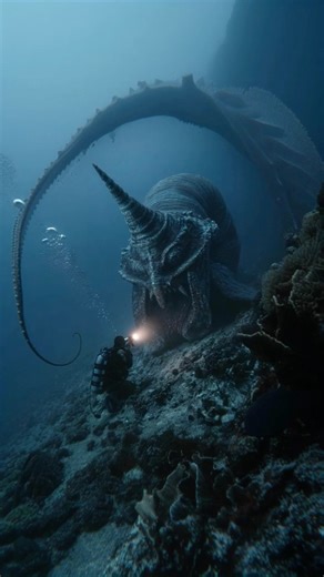 Diver Captures Footage of 90-Foot Creature With Shell