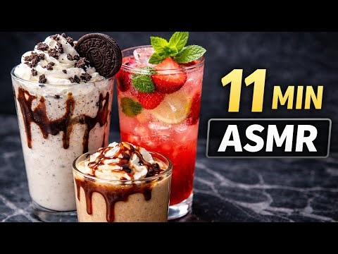11 Minutes of Satisfying Drink ASMR 🍓🥛 | Viral juice, Smoothies & Milkshakes | No Talking