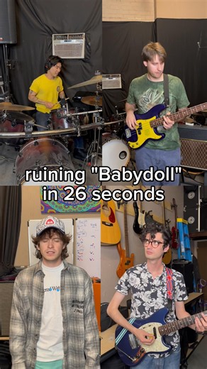 Ruining "Babydoll" in 26 seconds #bandhumor #bandmemes #drummer #bassist #guitarist