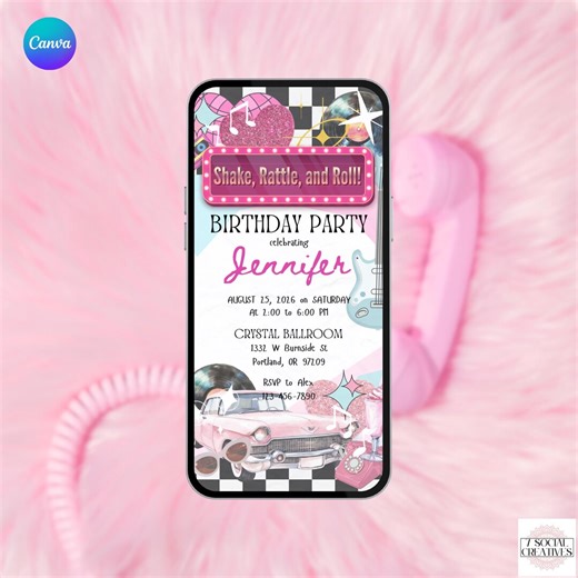 Fifties Birthday Invitation. 50s Fun Retro Diner Fifties Theme Invite. 1950s Rock and Roll Evite. Instant Download. - Etsy